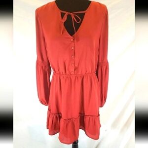 Jack by BB Dakota Cinnamon Long Sleeve Flare Bohemian Dress Sz M